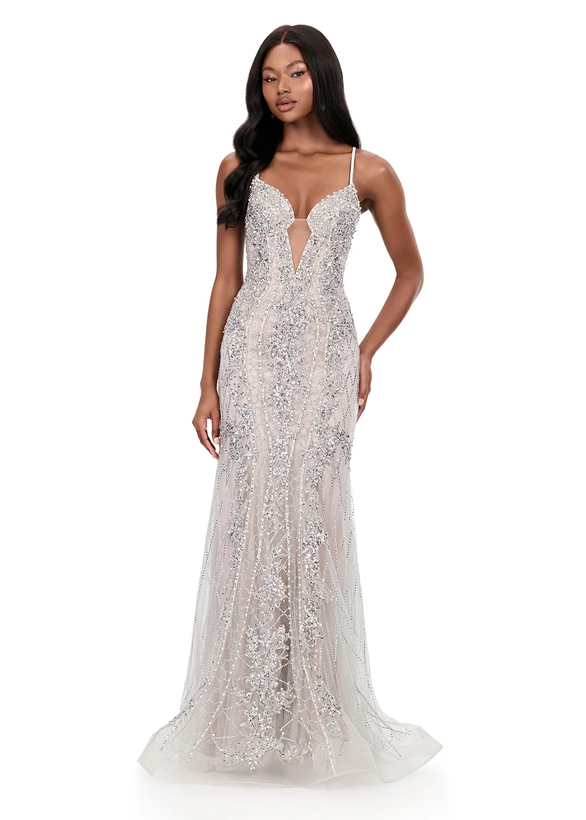 12221_Silver_Nude_1 Sarinna Gown - Image 1