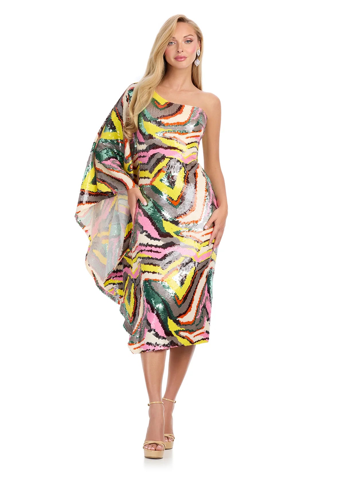 ASHLEYlauren_11831_Mutli_Mona_Midi_Dress Mona Midi Dress - Image 1