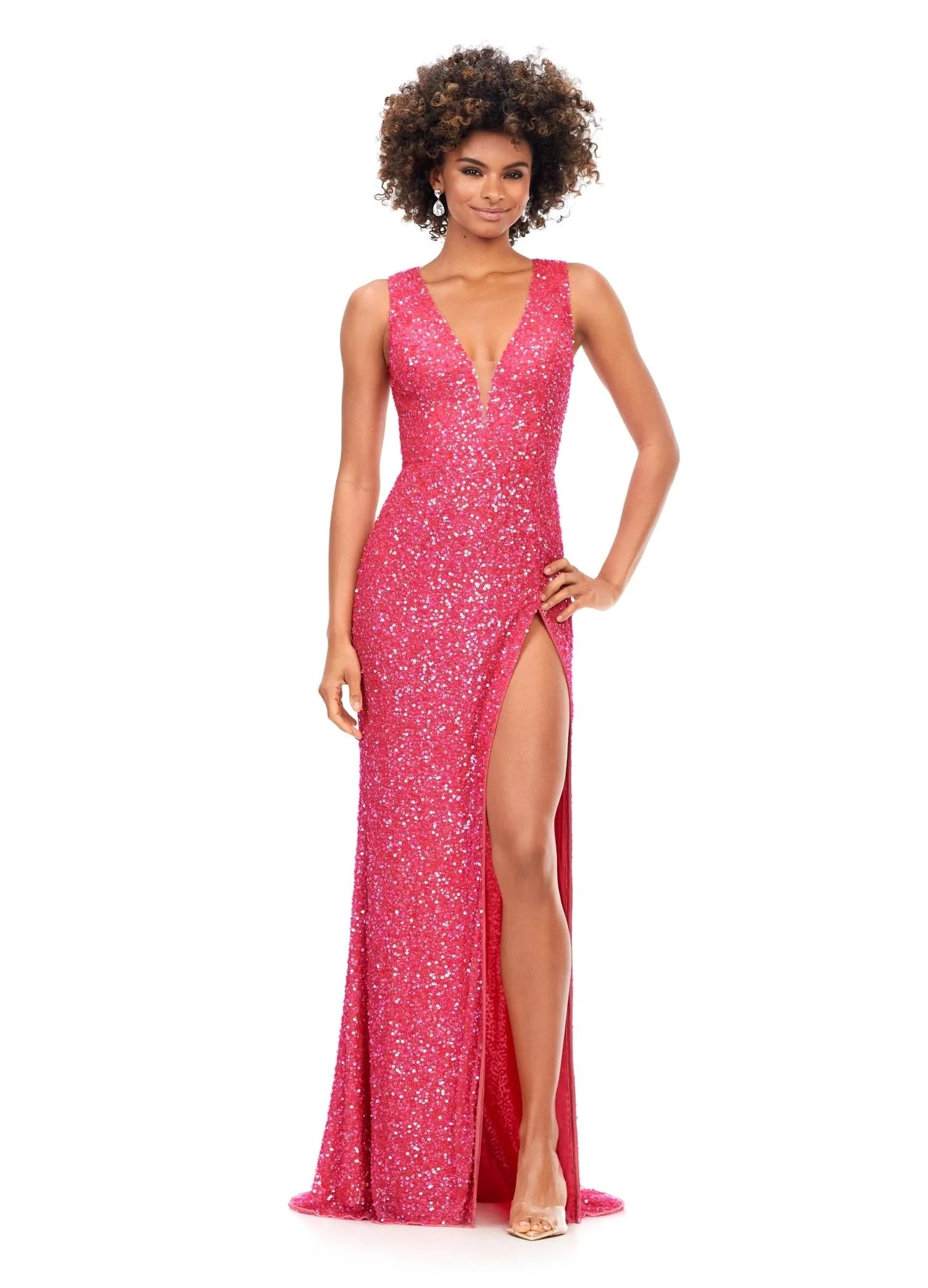 Electric_Watermelon_ASHLEYlauren_11373_fitted_gown Devora Gown - Image 1