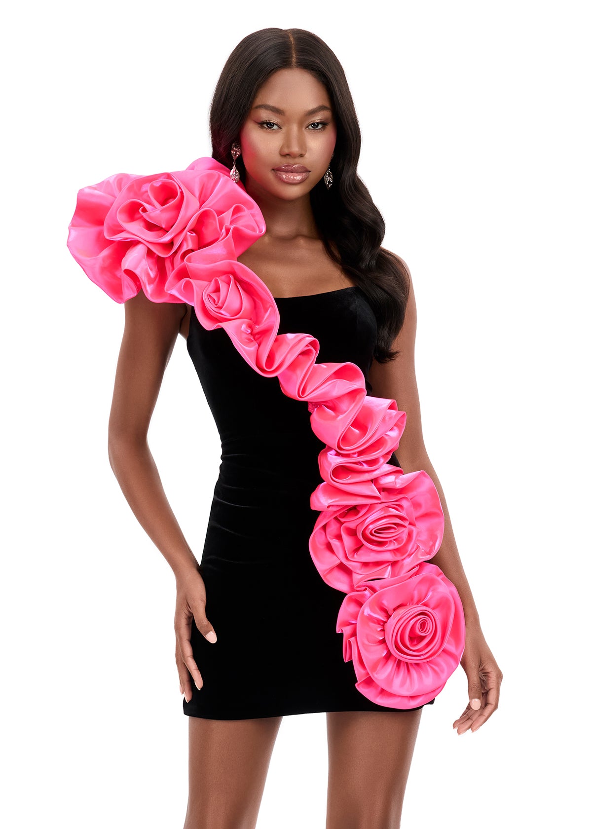 Ismera_Mini_Dress_4939_Black_Hot_Pink_1 Ismera Mini Dress - Image 1